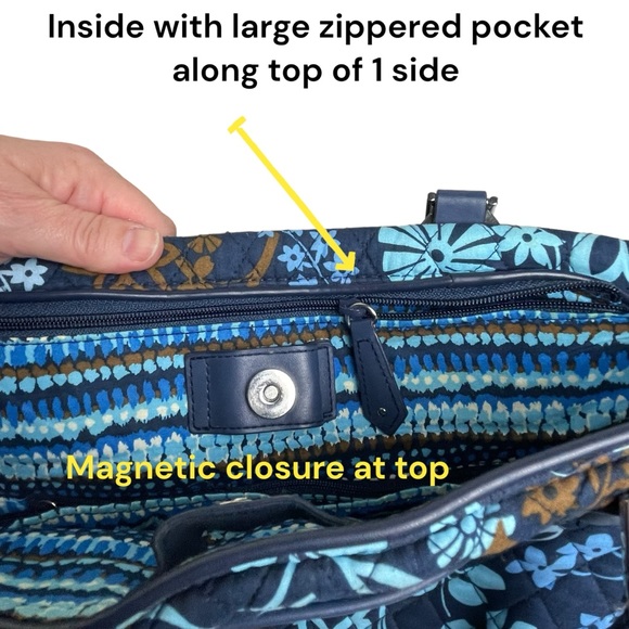 Vera Bradley Java Floral Tote/Laptop/Shoulder Bag Purse Quilted 12.5 x 14.5 - Picture 5 of 16